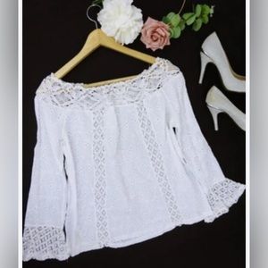 White Lace Off Shoulder Blouse, Sz M